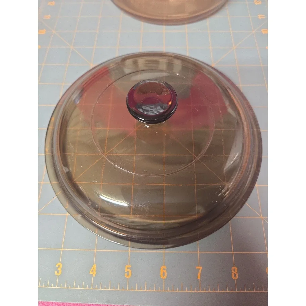 Vintage Corning Vision Ware 1.5 L Amber Glass Pot Sauce Pan & Lid Needs Cleaning